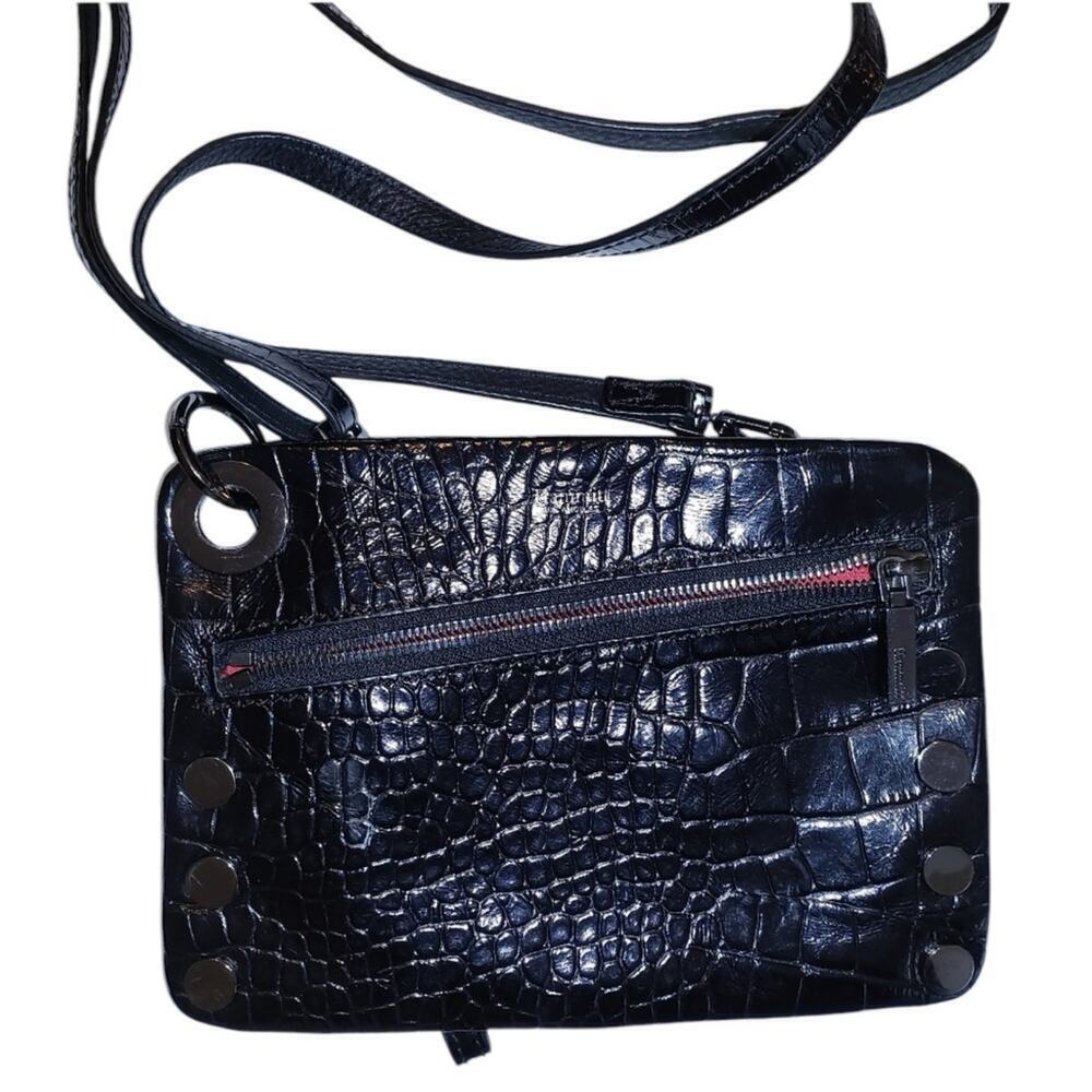 Hammitt Nash Small 2 Crossbody Wristlet Painted Rattle‎ Snake Black Leather Bag
